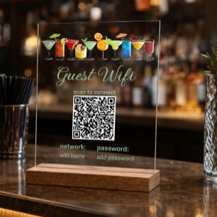 QRコード入り透明ゲストWiFiサイン アクリルサイン