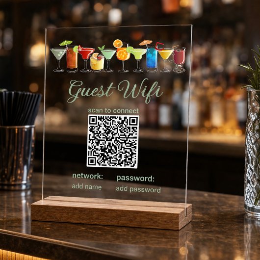 QRコード入り透明ゲストWiFiサイン  アクリルサイン