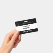 QRコード入り 黒白カスタムロゴ 出展者ID 名札 バッジ (手持ち)
