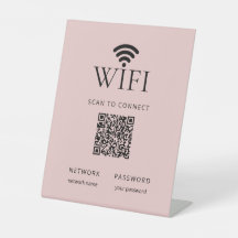 QRコード入りWiFiパスワードサイン ピンク