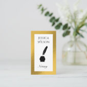 QRコード公証人フェザー金ゴールドフレーム名刺 名刺 (スタンド正面)