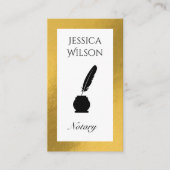 QRコード公証人フェザー金ゴールドフレーム名刺 名刺 (正面)