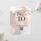 QRコード共有ラブフォト結婚のテーブル番号 カード (正面/裏面インサイチュ)