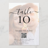 QRコード共有ラブフォト結婚のテーブル番号 カード (正面)