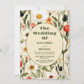 QRコード写真お洒落野草野結婚草地 招待状 (正面)