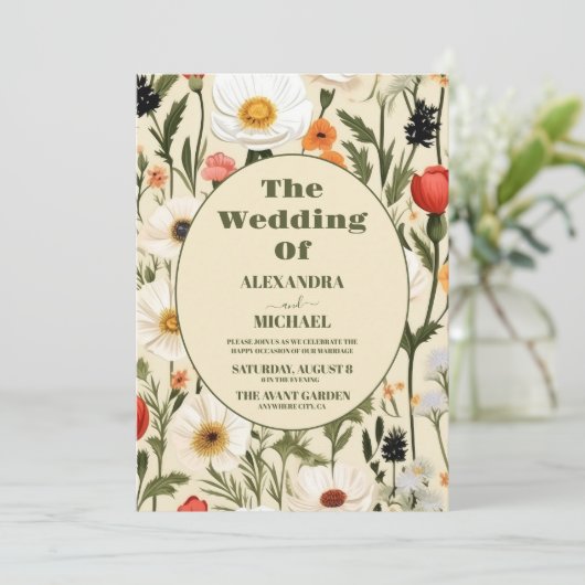 QRコード写真お洒落野草野結婚草地 招待状 (スタンド正面)