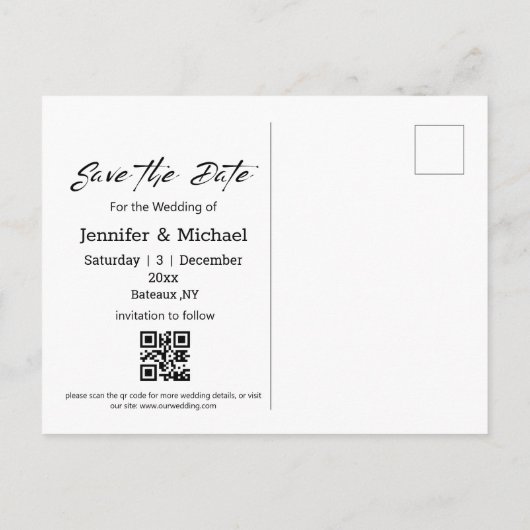 qrコード写真の白い手書き文字を保存する 案内ポストカード (裏面)