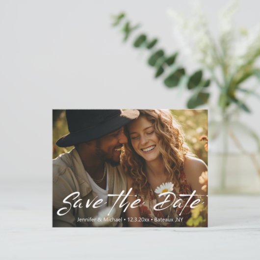 qrコード写真の白い手書き文字を保存する 案内ポストカード (スタンド正面)