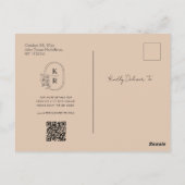 Qrコード写真の結婚式は日付の招待状を保存 ポストカード (裏面)