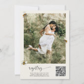 Qrコード写真の花嫁To Beeフォトブライダルシャワー 招待状 (裏面)