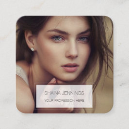 QRコード写真の追加モダンシンプル スクエア名刺