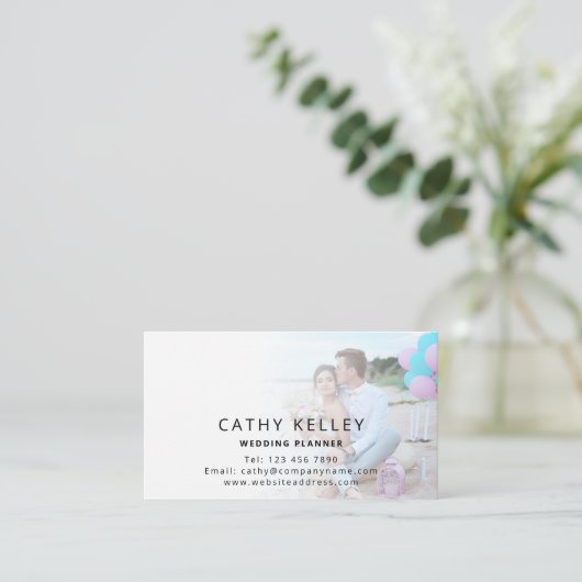 QRコード写真を使用したウェディングプランナー 名刺 (スタンド正面)