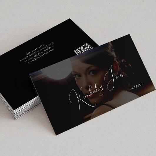 QRコード写真シンプル黒モダン 名刺