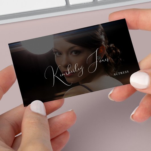 QRコード写真シンプル黒モダン 名刺