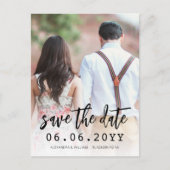 QRコード写真スクリプト注モダン記日付の保存 案内ポストカード (正面)