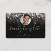 QRコード写真テンプレート発光白金シルバー 名刺 (正面)