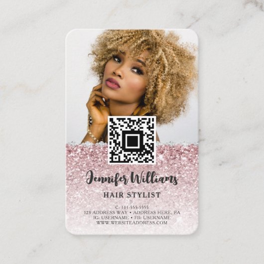 QRコード写真 |バラ金ゴールドグリッターダイヤモンドロイヤリティ 名刺 (正面)