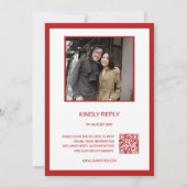 QRコード写真 | ホワイトレッド中国の結婚ズ 招待状 (裏面)