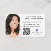 QRコード写真facebookアイコン白プレミアム 名刺 (裏面)