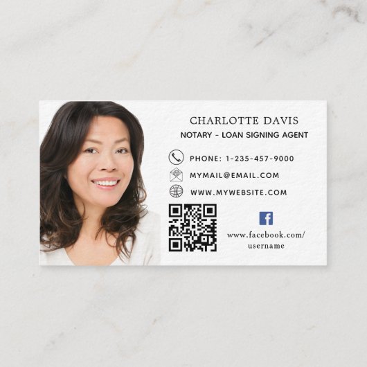 QRコード写真facebookアイコン白プレミアム 名刺 (裏面)