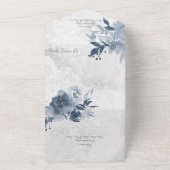 QRコード動揺して付き白色の青フローラ オールインワン招待状 (外側)