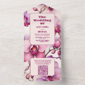 QRコード化水カラーピンクオーキッド結婚ズ オールインワン招待状 (内側)