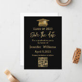 qrコード卒業日を保存するシック発表 ノートカード (正面/裏面インサイチュ)