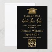 qrコード卒業日を保存するシック発表 ノートカード (正面/裏面)