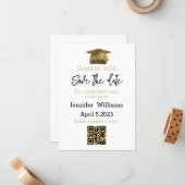 qrコード卒業日を保存する金ゴールド発表 ノートカード (正面/裏面インサイチュ)