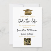 qrコード卒業日を保存する金ゴールド発表 ノートカード (正面)