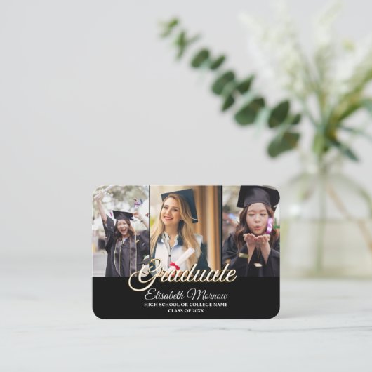 QRコード卒業発表カード(3枚) エンクロージャーカード (スタンド正面)