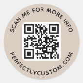 QRコード及びカスタム文字淡モチャブラウン ラウンドシール (正面)