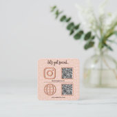 QRコード可愛いコーヒーパターンソーシャルメディア看板 スクエア名刺 (スタンド正面)