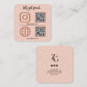 QRコード可愛いコーヒーパターンソーシャルメディア看板 スクエア名刺 (正面/裏面)