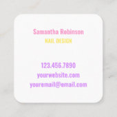 QRコード可愛いレインボーホログラフメイクアップネイルアーティスト スクエア名刺 (裏面)