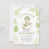 QRコード可愛い恐竜ハッチングもうすぐ赤ちゃんシャワー 招待状 (正面)