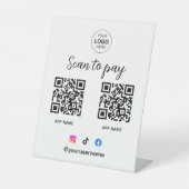 Qrコード台座署名を支払うビジネスロゴスキャン 台座サイン (正面)