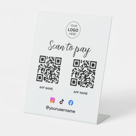 Qrコード台座署名を支払うビジネスロゴスキャン 台座サイン (正面)