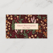 QRコード名刺フローラ手描きバーガンディ 名刺 (正面)