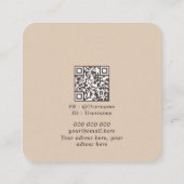 QRコード名刺、ソフトベージュロゴのミニマル化 スクエア名刺 (裏面)