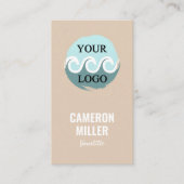 QRコード名刺、ソフトベージュロゴのミニマル化 名刺 (正面)