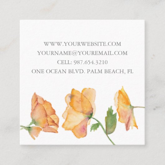 QRコード名刺 – 水色フローラ スクエア名刺 (正面)