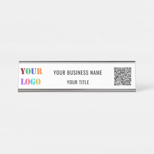 QRコード名文字ロゴBusiness Desk Nameプレート デスクネームプレート (正面)