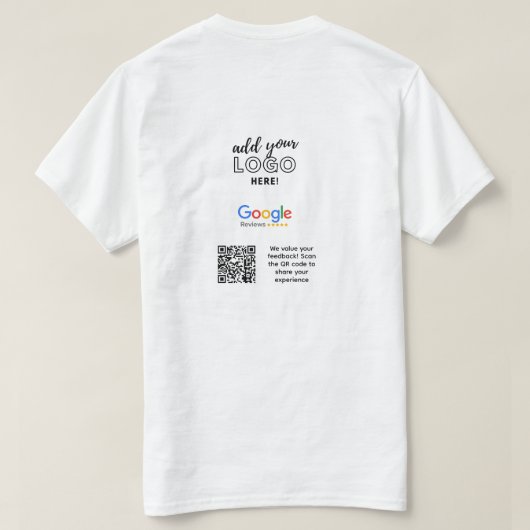 QRコード呼び出しでGOOGLEのレビューを増やす Tシャツ (デザイン裏面)