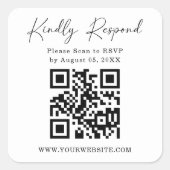 QRコード四角返品ラベル | RSVPステッカー スクエアシール (正面)