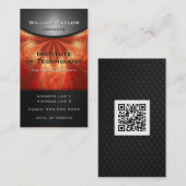 QRコード垂直の赤い金属優雅 名刺 (正面/裏面)