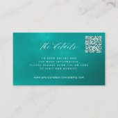 QRコード夏エレガントの結婚詳細ティール（緑がかった色） エンクロージャーカード (正面)