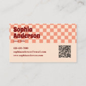 QRコード市松模様にはっきりした付きレトロ赤 名刺 (裏面)