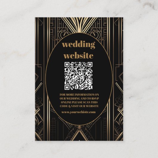 qrコード幾何学的アールデコ結婚ズ エンクロージャーカード (正面)
