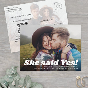 QRコード彼女はYes!ウェディング日付の写真を保存 案内ポストカード